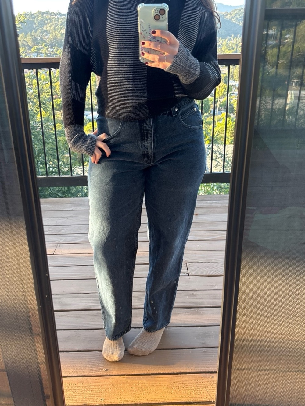 anchor blue Straight-Leg Jeans in Black